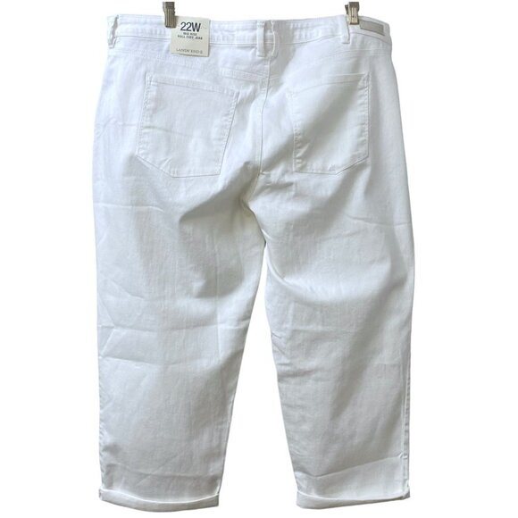 Lands End White Jeans Plus Size 22W Mid Rise Roll Cuff Womens Crop Slimming Pant - Picture 4 of 14